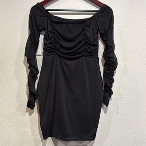 Black off the shoulder mini dress